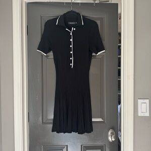 Chic Black Midi Dress with White Accents